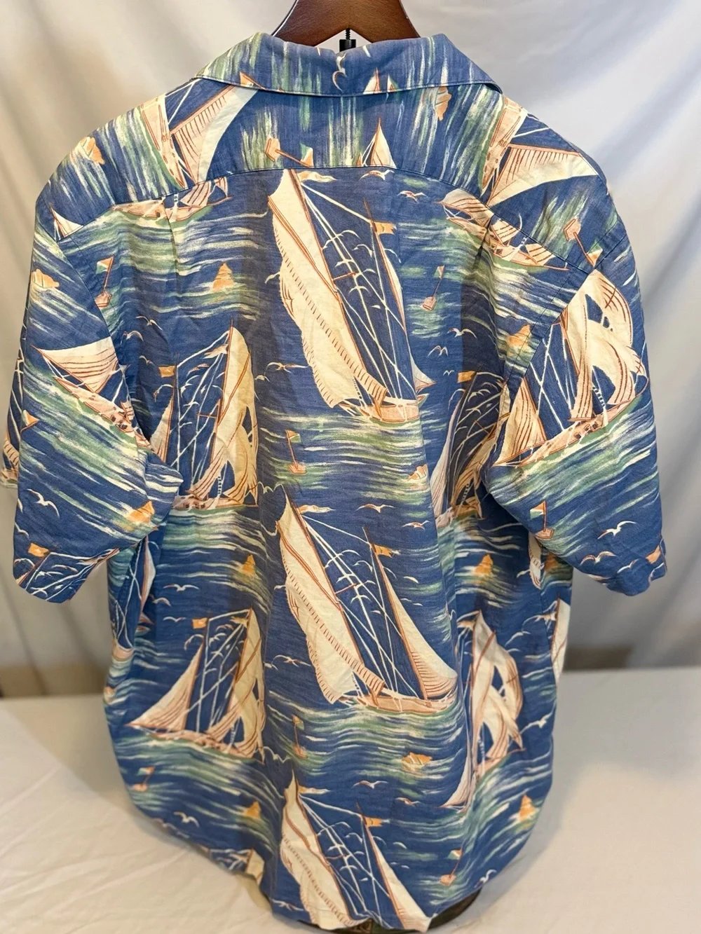 Polo Ralph Lauren Vintage Camp Shirt Men’s Lg Blue Nautical Short Sleeve (HH26)